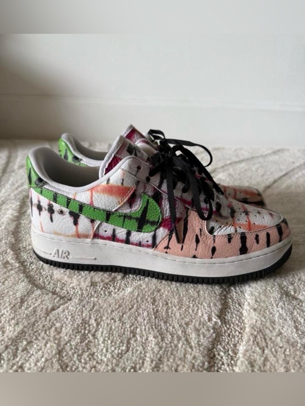 Nike Air Force 1 Low White Green Pink Black Graffiti Print